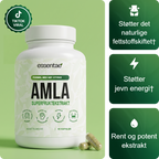 Essentae Amla-flaske med kapsler og produktinformasjon.